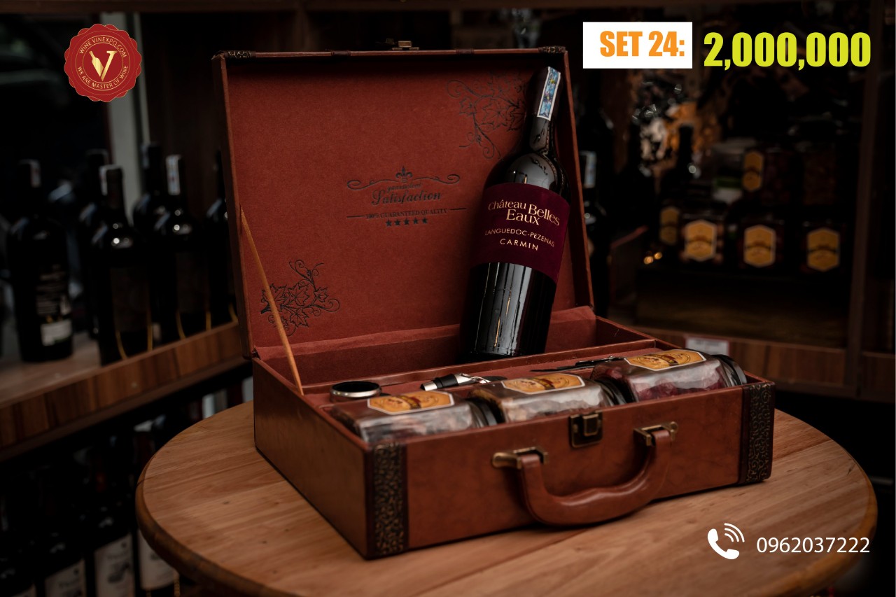 SET QUÀ TẾT HỘP DA HẠT + CHÁTEAU BELLES EAUX